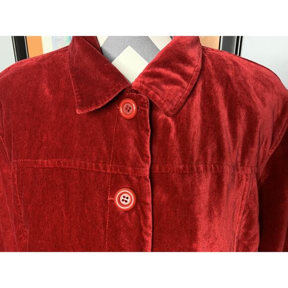 Vtg Erin London Red Velvet Button Up Jacket Women’s L - Picture 5 of 8
